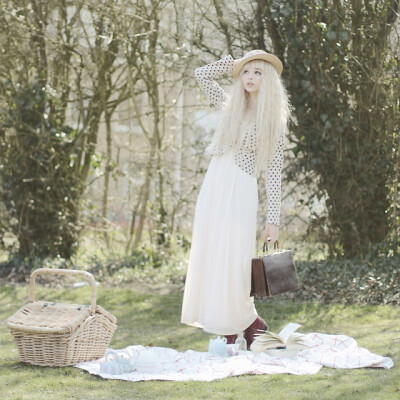 Picnic at hanging rock (by Paris &amp; London -) - Abhair Wig, H&amp;M Dress, H&amp;M Blazer, River Island Hat, Urban Outfitters Boots, Vintage Bag