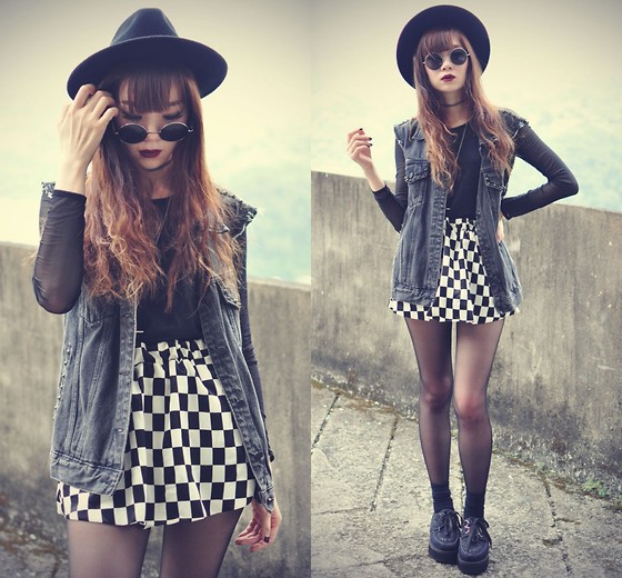 Breathe Me (by Tess Lively) - Oasap Hat, Choies Checked Skirt