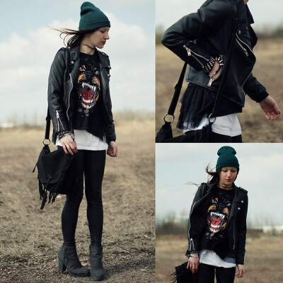 Inside The Cynic (by Agata P) - Sheinside.Com Biker Jacket