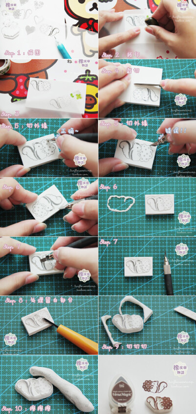 1.用硫酸纸盖在你要刻的图上，用铅笔描图。2.把描好的有铅笔印的那一面翻转到橡皮上，然后拿平整光滑的东西在上面磨一下进行拓印，把图案拓印到橡皮上。3.拓印完毕，揭下硫酸纸，看看有没有地方没有拓印完整的。4.以…