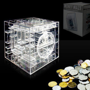 倒珠迷宫储蓄罐大号透明存钱罐储钱罐蜂窝存钱罐迷宫礼品盒