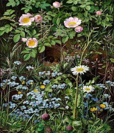 Otto Didrik Ottesen - Dog roses, forget-me-nots, daisies, buttercups and clover