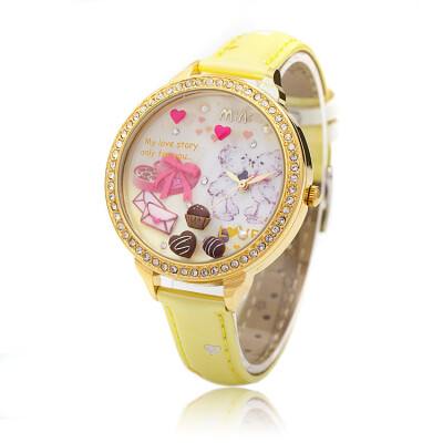 韩国MINI手工立体软陶卡通手表双层玻璃水钻时装表女表