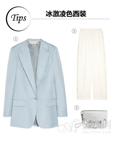  搭配tips：浅蓝色西装外套 纯白阔腿裤 小挎包 时尚解析：Stella McCartney 这款浅蓝色梭织外套剪裁精当，将时尚与雅致完美融为一体，搭配白色长裤，工作、度假均相宜。 风格单品：1 STELLA MCCARTNE…