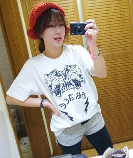 春夏韩国官网款stylenanda老虎印花字母短袖T恤