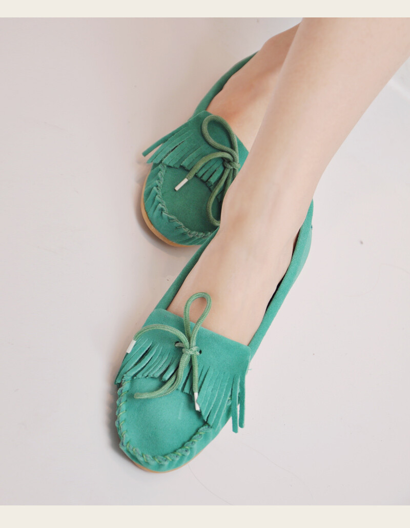 zz名品~糖果色百搭舒适真皮豆豆鞋单鞋皮鞋女fd