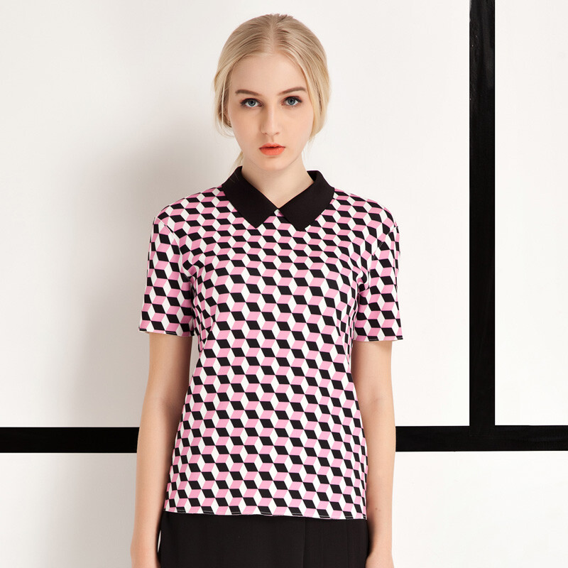 FrontRowShop欧普格子印花上衣复古s女装春装