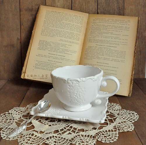 zakka杂货复古宫廷浮雕下午茶杯陶瓷咖啡杯点心盘子礼物