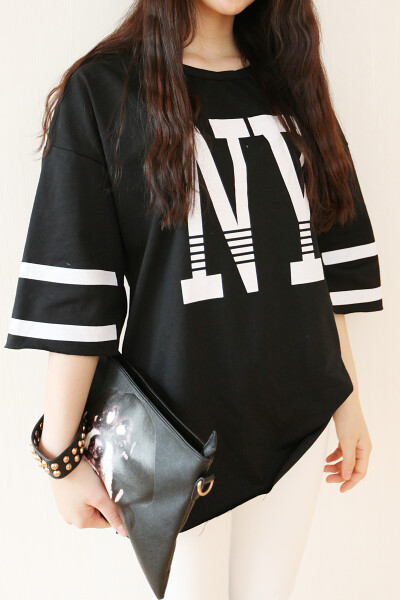 韩国官网yubsshop街头NY宽松不包边原宿宽松厚实休闲短袖T恤