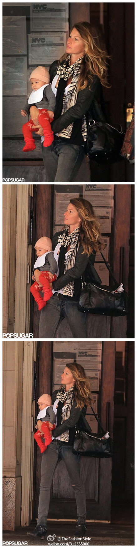 #模特街拍#——#Gisele Bündchen# held baby Vivian while out in NYC.。 2013.04.11 HQ(#高清组图#）