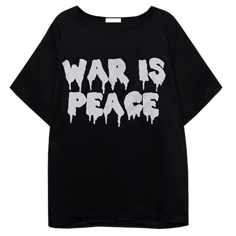 韩国stylenanda泼墨字母印花和平雪纺t恤短… - 堆糖