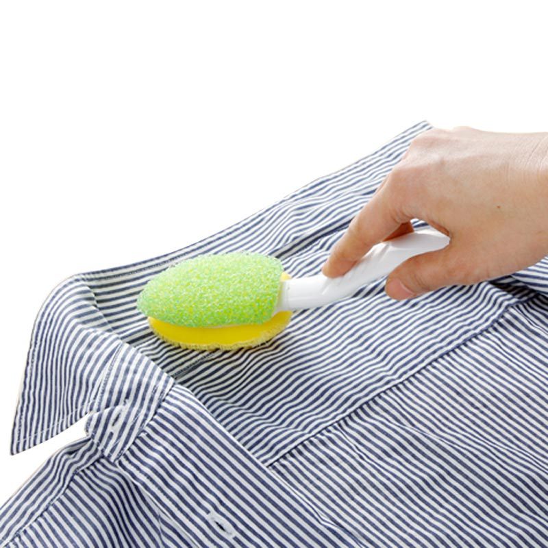 加古旋转手柄洗衣刷硬软毛双面海绵衣领袖口刷衣物清洁刷