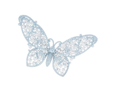 Tiffany & Co Keshi pearl and diamond butterfly brooch set in platinum