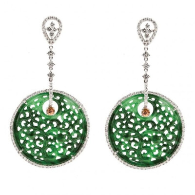 Jade and diamond earrings by Rina Limor