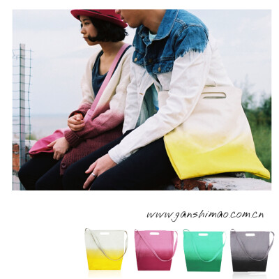 干十毛★YiZi 渐变挎包系列 复古 情侣 单肩包 斜挎包 古着包4色