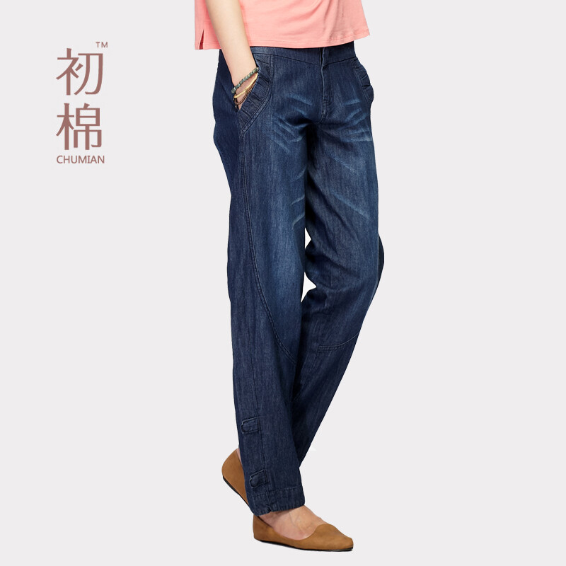 初棉夏装纯棉水洗女士灯笼裤牛仔裤女韩版显瘦X