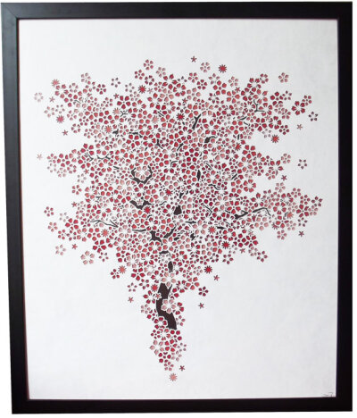 Cherry blossom tree paper cutting