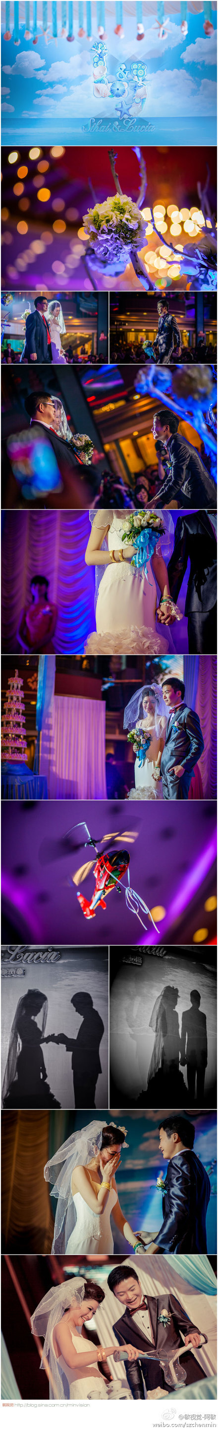 @敏视觉-阿敏 ： 婚礼仪式中，经常会遇到LED灯的麻烦，红，蓝，紫色等对数码相机都可谓是灾难。作为摄影师，我们无法选择现场的光线，我们要做到的就是尽量还原现场气氛的情况下，在拍摄和后期制作中，体现我们的专业。