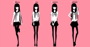 Pixiv站的画师 Haru的简洁风，黑长直组图  作者P站主页：pixiv.net/member.php?id=1834291