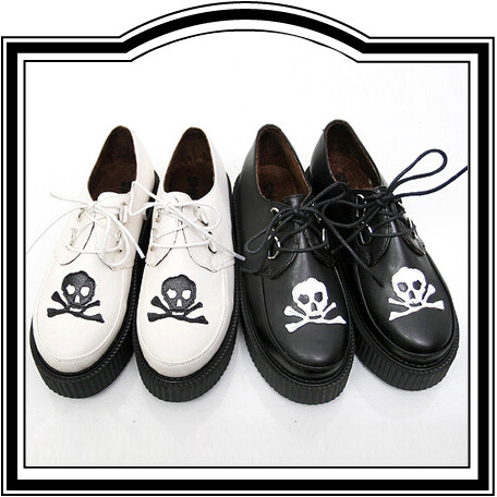 韓國代購SKULL creeper shoes #骷髏#人造皮革爬行厚底松糕鞋 5厘米