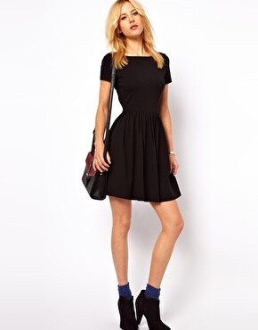 Image 4 of ASOS Skater Dress With Slash Neck And Short Sleeves