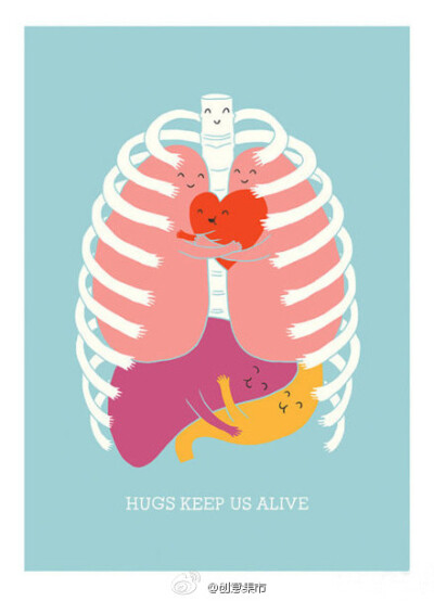 Heng Swee Lim，马来西亚插画师，很有爱的插画。Hugs Keep Us Alive.（拥抱让我们活下去）