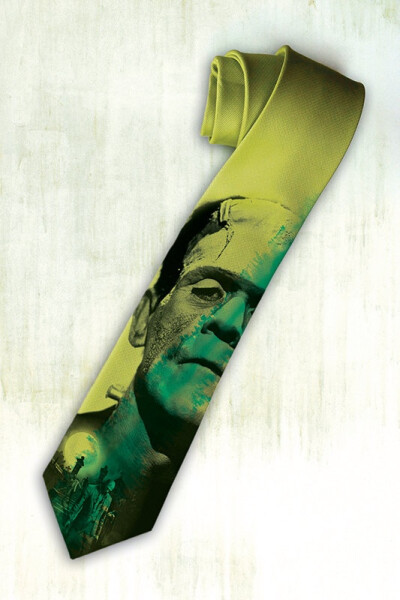 Frankenstein on mens tie Green gothic necktie by tiestory