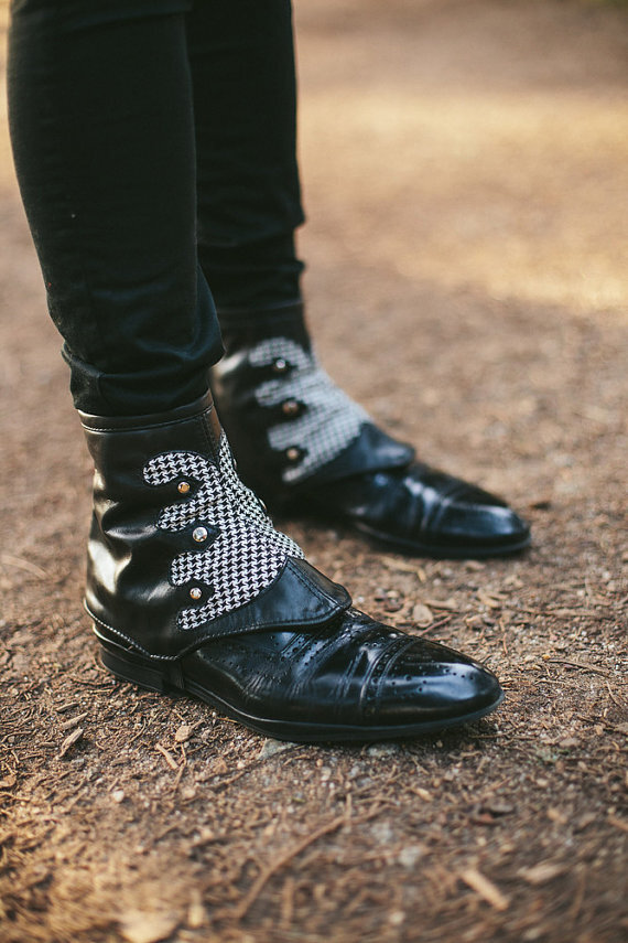 Men's spats-black and white houndstooth