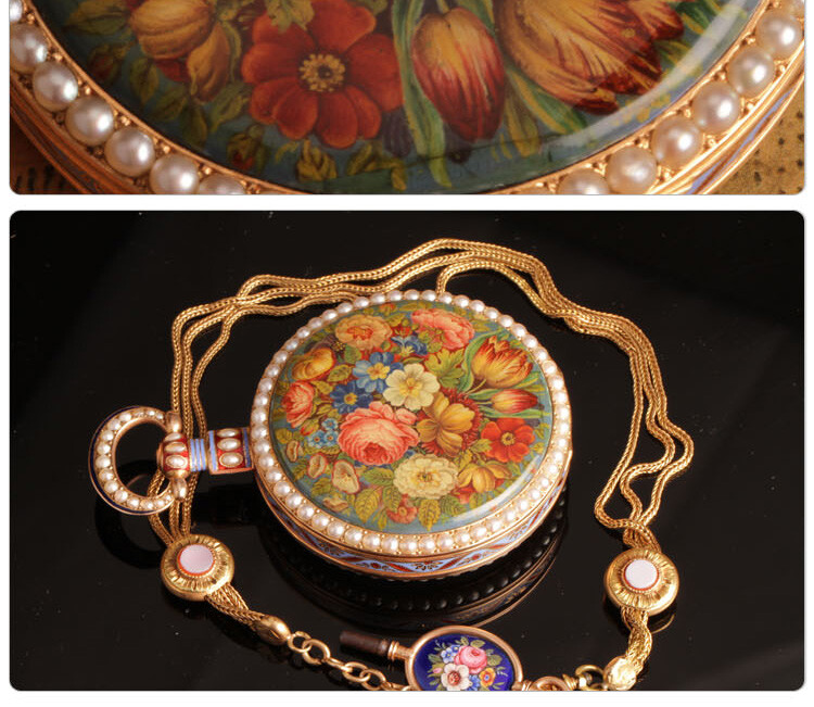 万花彩绘金珐琅珍珠