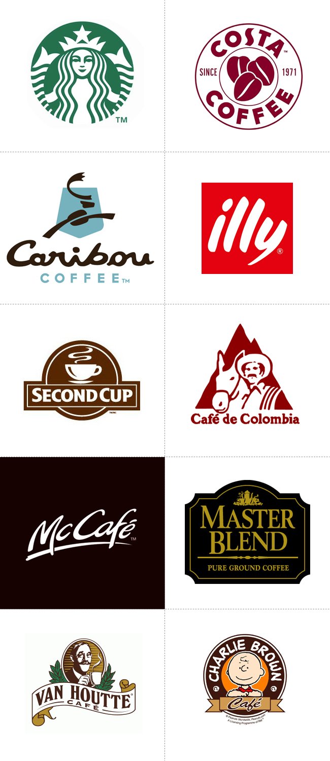 咖啡世界——咖啡logo大全 咖啡,茶与可可,是世界三大饮料,在当今人们
