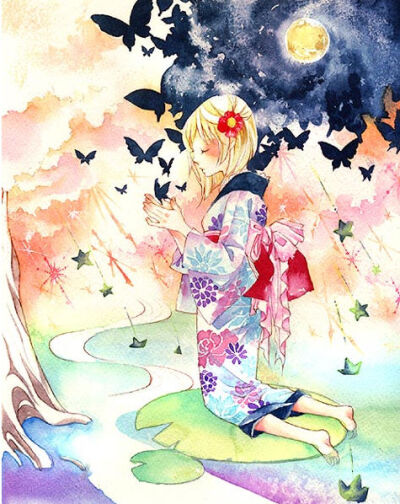 日本插画师有风子的治愈系美图。