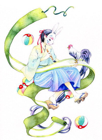 日本插画师有风子的治愈系美图。