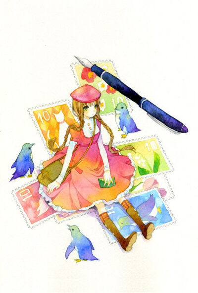 日本插画师有风子的治愈系美图。