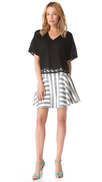 Milly Kylie Stripe Flounce Skirt