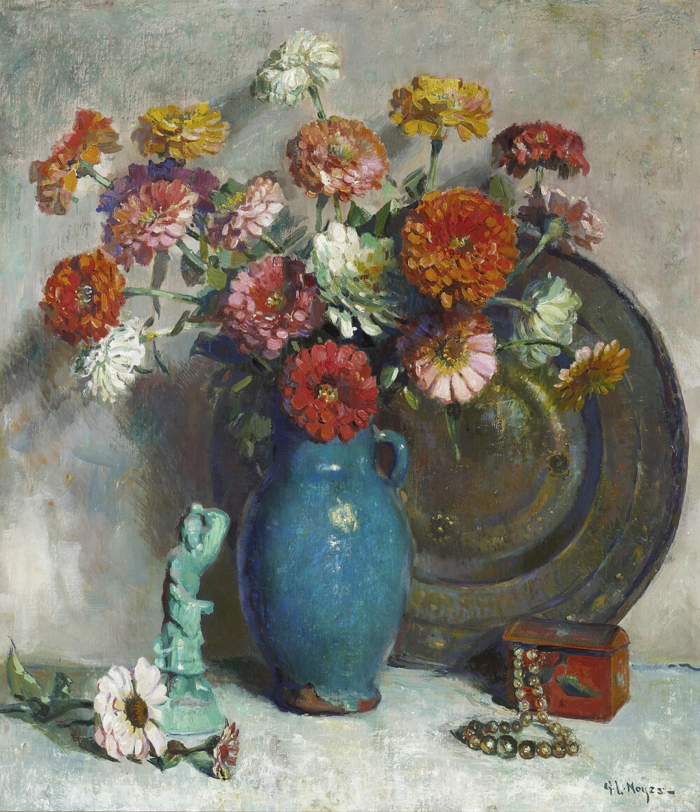 by George Loftus Noyes Zinnias