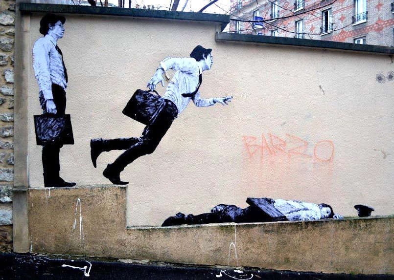 上班族。（ by Levalet – In Paris, France）