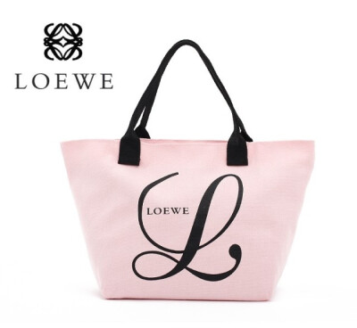 LOEWE正版日本杂志款附录淡粉色帆布小手提包便当包包袋饭盒拎包