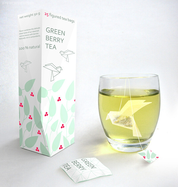 Green Berry Tea 茶包设计，俄罗斯设计师 Natalia Ponomareva 设计~~！