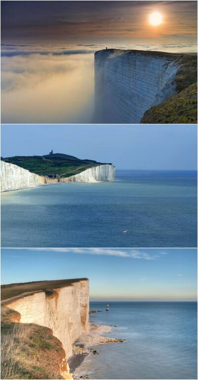 位于英国南部的Beachy Head，是一个世界闻名的景点。独特的白色悬崖，令人一见难忘。白色断崖海拔超过160公尺，站在其上往下看会脚软头晕。同时也是旅客热门景点，也是不少电影、电视、甚至文学作品的重要场景。