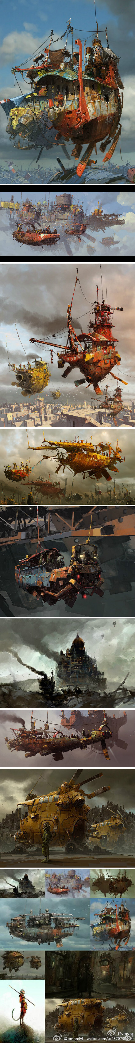 【Artworks of Ian McQue】 英国概念艺术家Ian McQue的未来派插画艺术。 浩瀚和画面,富有情感的颜色,再加上精妙的设计,非常值得收藏!!没记错的话，《第五元素》里面的那个富有东方色彩的吃东西的飞船都也是是他设计的吧！！