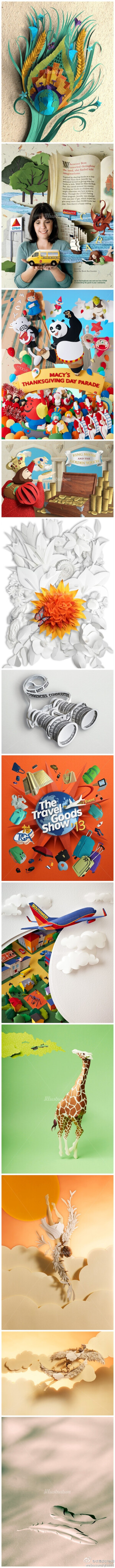 Gail Armstrong的纸艺插画，像是一个无声却又缤纷喧闹的立体剧场 by：illustrationweb