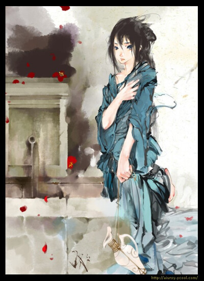 瞬美目以流眄，含言笑而不分。曲调将半，景落西轩。悲商叩林，白云依山。仰睇天路，俯促鸣弦。神仪妩媚，举止详妍。