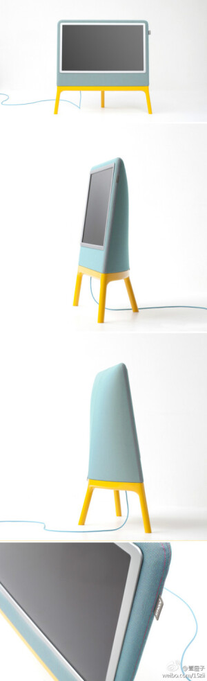 荷兰设计师 Robert Bronwasser 对电视机进行了“重新定义”，设计了这台名为“Homedia”的电视。抛开硬挺的直线棱角，利用柔软的布料和明快的色彩，将家的温暖融入电视机的设计中。