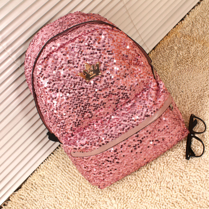 韩国少女时代时尚潮爆bling闪闪亮片皇冠双肩包学生书包背包