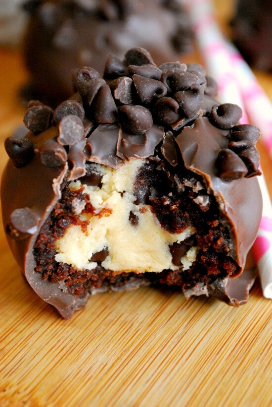 Chocolate Chip Cookie Dough Brownie Bombs.