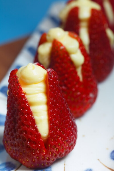 Strawberries Filled with cheesecake filling...yum