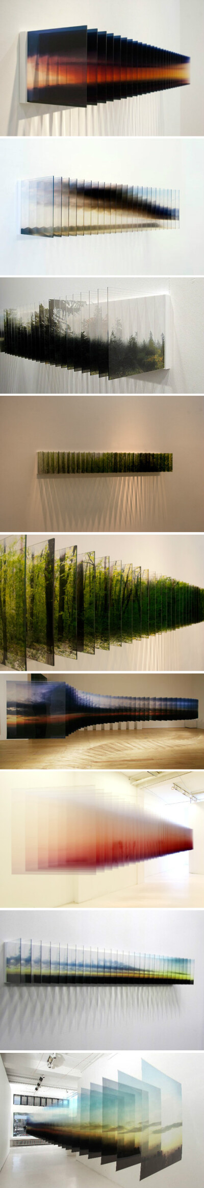 日本艺术家 Nobuhiro Nakanishi 的装置作品『Layer Drawings』（切片图像），艺术家以切片叠加的方式诠释时间、空间、记忆的主题。