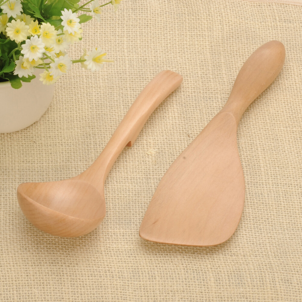 MIUCOLOR米悠本色宜家风木质饭勺汤勺套装家用厨房长柄大木勺