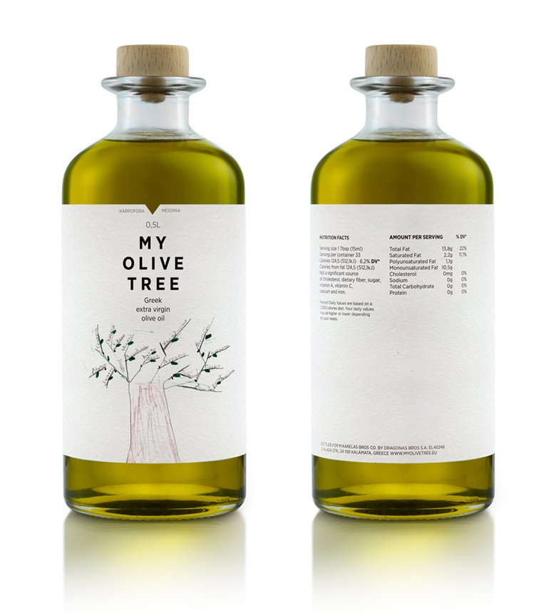 My Olive Tree是一家专注于橄榄油的公司，mousegraphics设计了它的包装，尽显包装简洁和典雅。