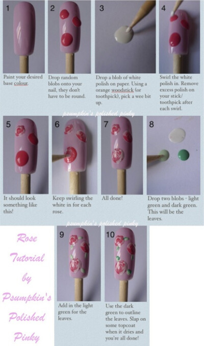 rose nail art 教程神马的就是最爱